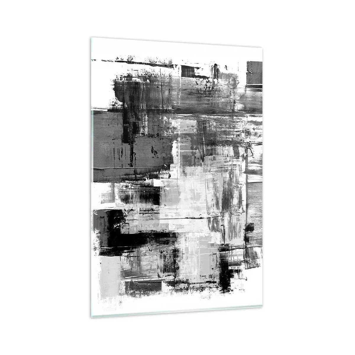 Impression sur verre - Image sur verre - Composition abstraite en noir, blanc et gris - 80x120cm - Le gris est beau - Décoration murale moderne pour le salon et la chambre ARTTOR