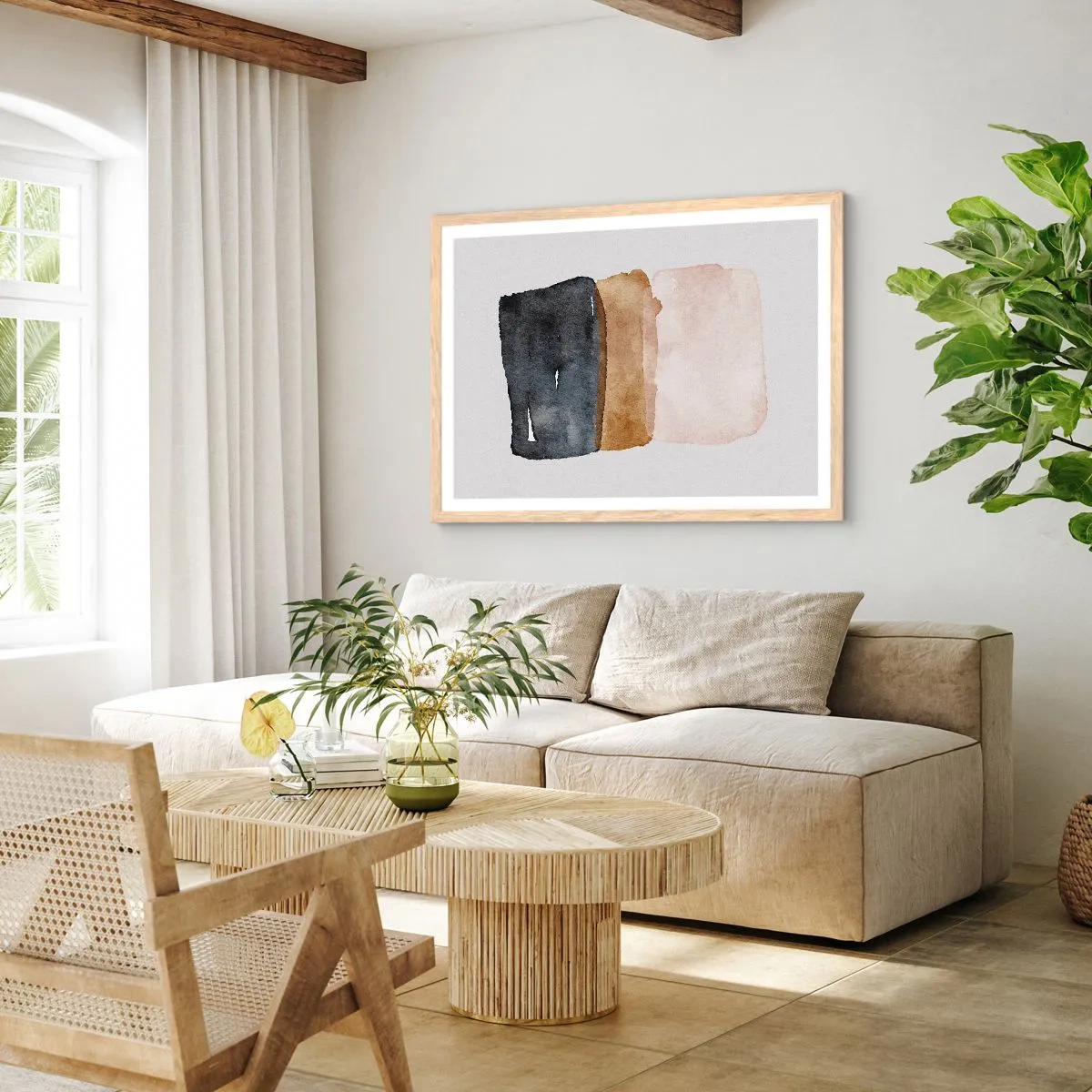 Affiche dans un chêne clair - Poster - Composition de couleurs de la terre - 100x70 cm