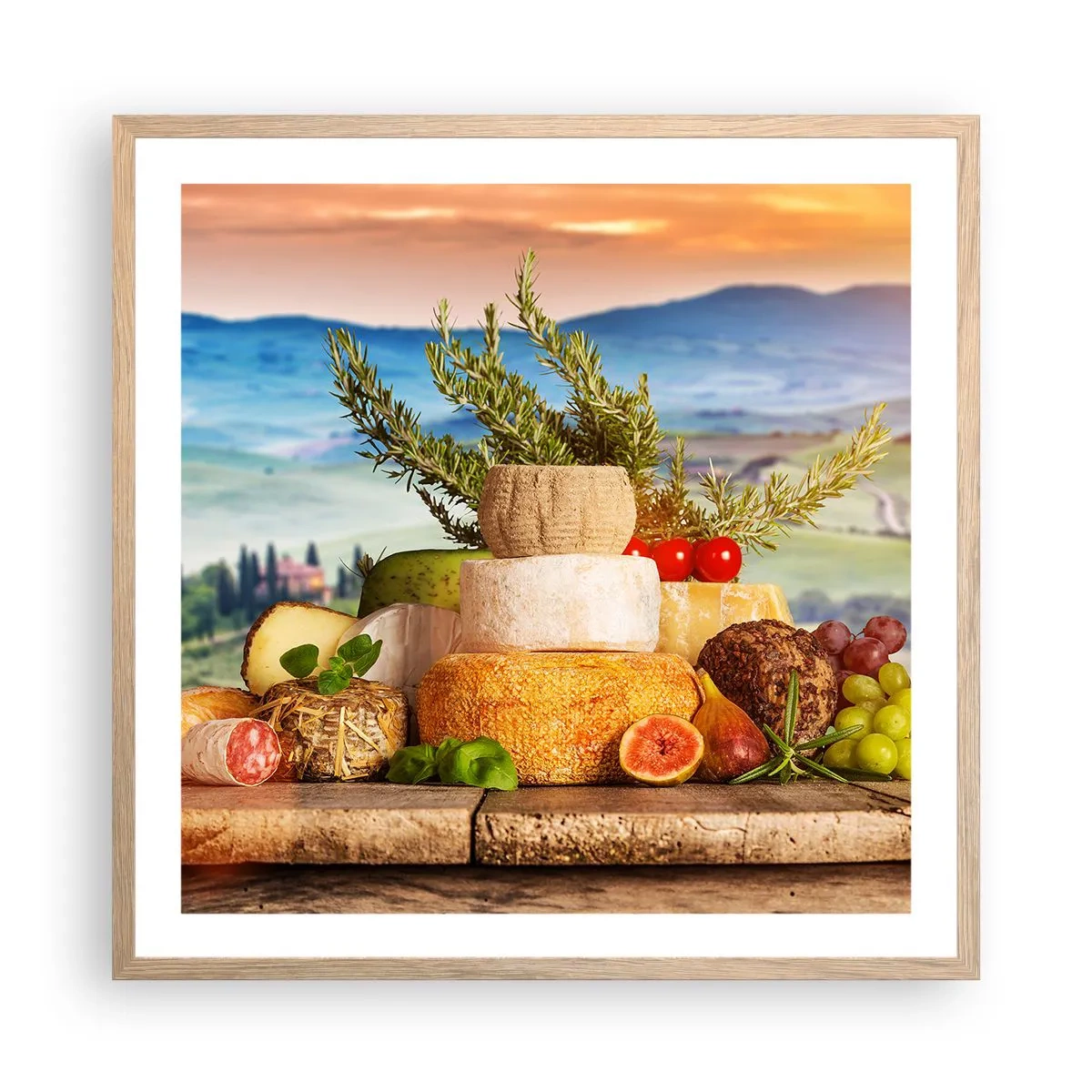 Affiche dans un chêne clair - Poster - La joie de vivre à l'italienne - 60x60 cm