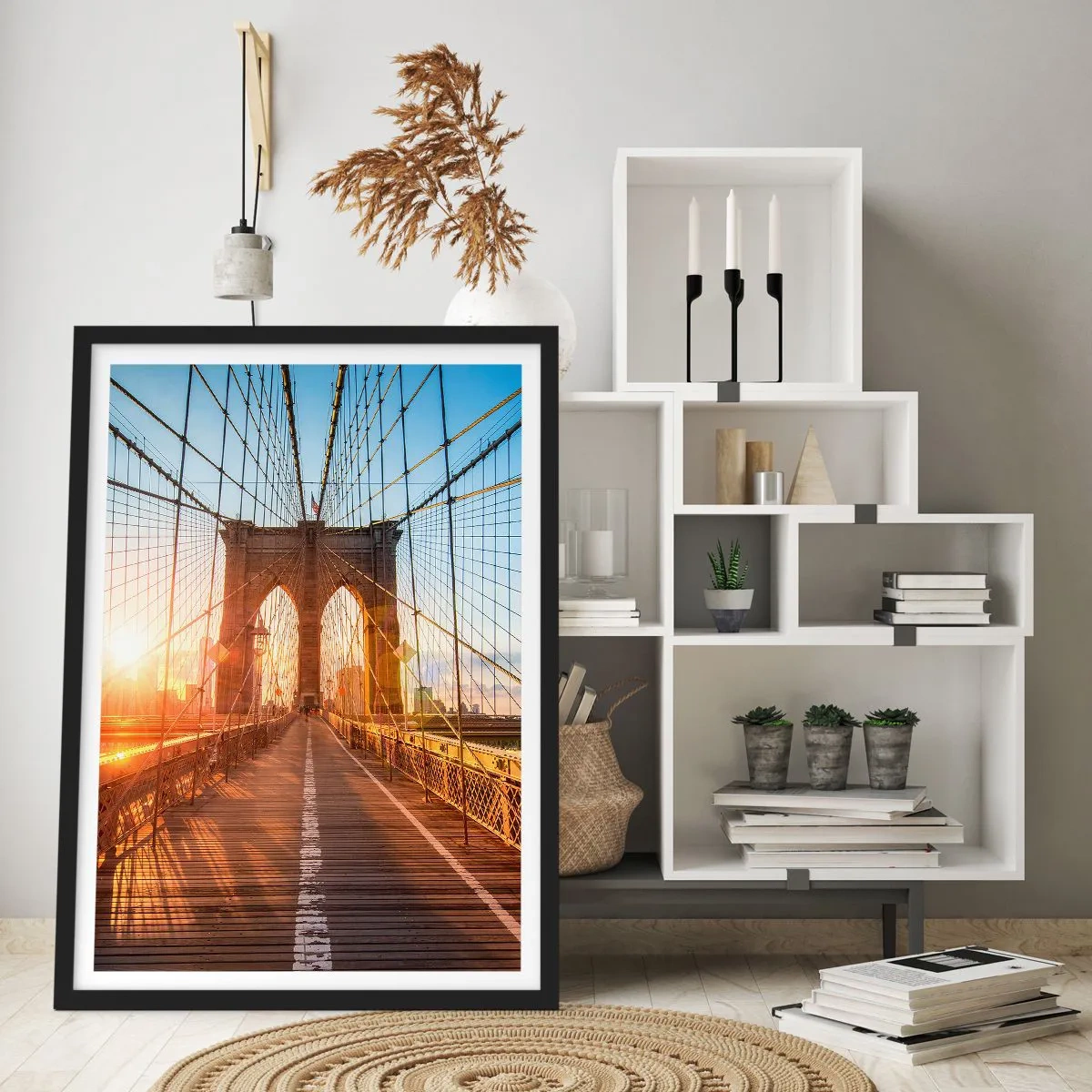 Affiche dans un cadre noir - Poster - Sur le pont d'or - 30x40 cm