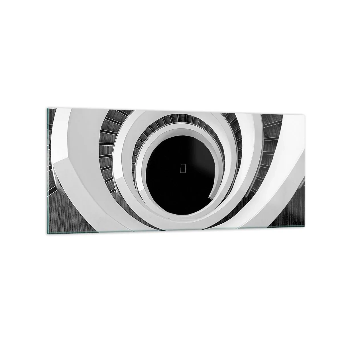 Impression sur verre - Image sur verre - Escalier en colimaçon noir et blanc de style moderne - 120x50cm - Les choses concrêtes - Décoration murale moderne pour le salon et la chambre ARTTOR