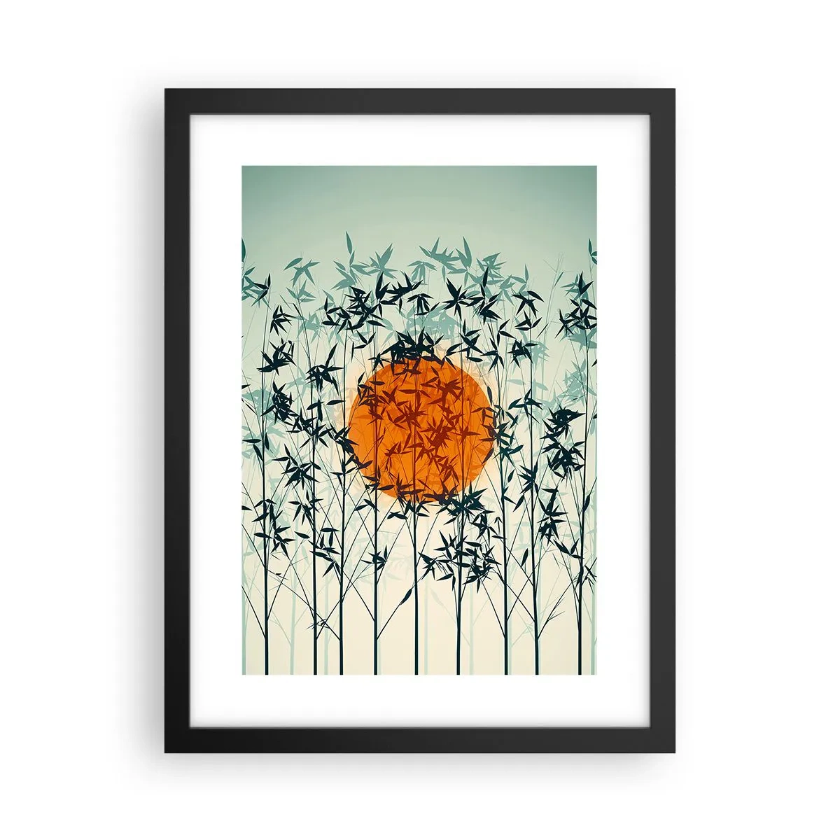 Affiche dans un cadre noir - Poster - Soleil japonnais - 30x40 cm