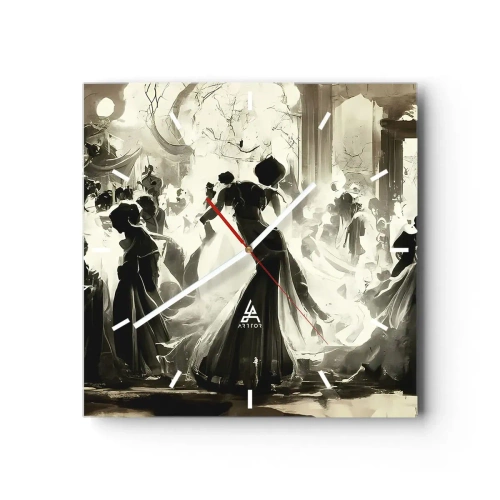 Horloge murale - Pendule murale - Boule de style rétro en noir et blanc - 30x30cm - La grande mascarade - Décoration murale moderne pour le salon et la chambre ARTTOR