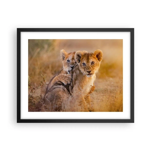 Affiche dans un cadre noir - Poster - Ne pas déranger! On s'amuse - 50x40 cm