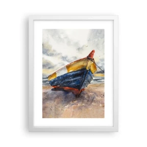 Affiche dans un cadre blanc - Poster - Repos sur le rivage - 30x40 cm