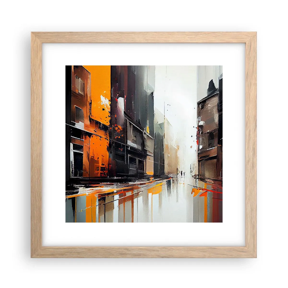 Affiche dans un chêne clair - Poster - Jour de pluie - 30x30 cm