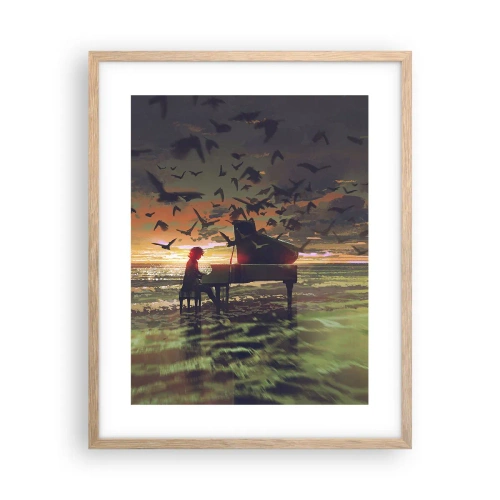 Affiche dans un chêne clair - Poster - Concert pour piano et vagues - 40x50 cm