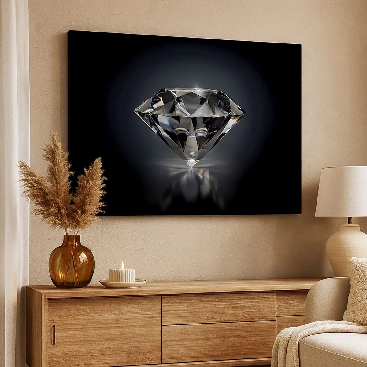 Impression sur toile - Image sur toile - Une interprétation artistique d'un diamant sur fond sombre - 70x50cm - La meilleure amie - Décoration murale moderne pour le salon et la chambre ARTTOR
