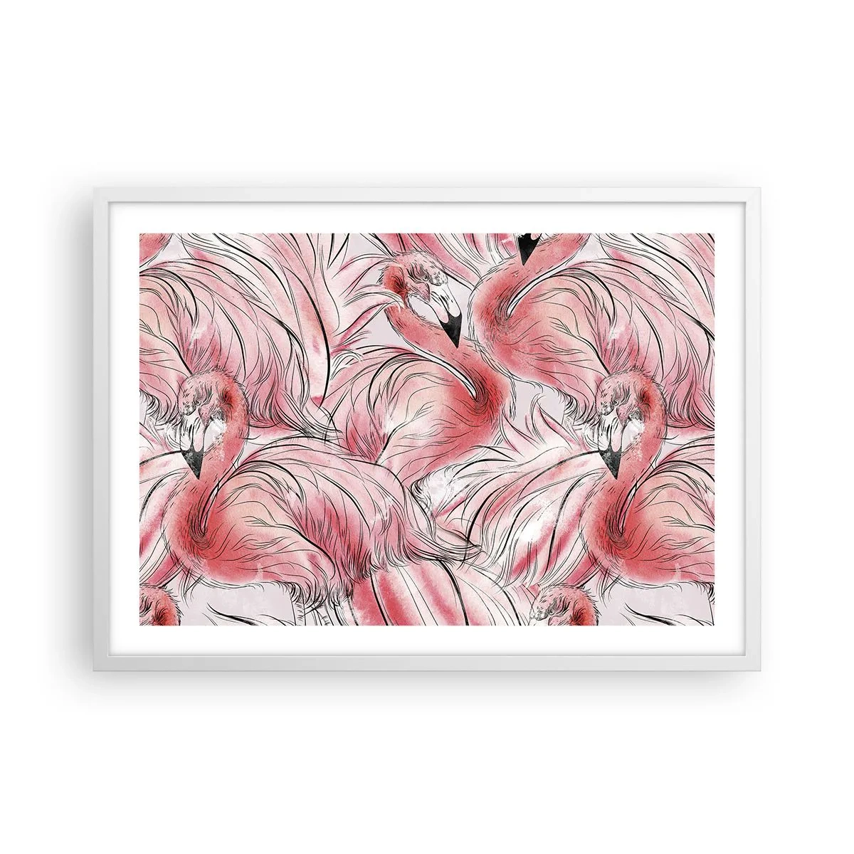 Affiche dans un cadre blanc - Poster - Oiseau corps de ballet - 70x50 cm