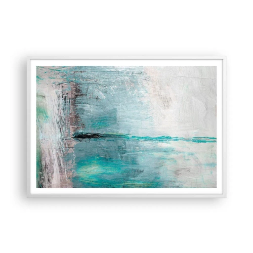 Affiche dans un cadre blanc - Poster - Horizontalement en bleu - 100x70 cm