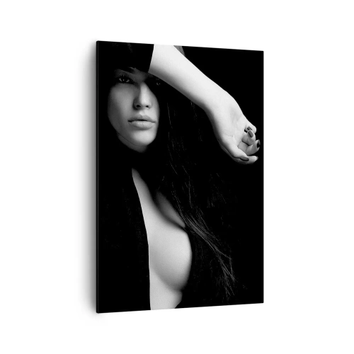 Impression sur toile - Image sur toile - Portrait élégant d'une femme en noir et blanc - 70x100cm - École de séduction - Décoration murale moderne pour le salon et la chambre ARTTOR