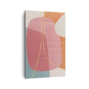 Impression sur toile - Image sur toile - Formes abstraites aux couleurs pastel avec des lignes délicates - 80x120cm - Composition pastel au fil d'or - Décoration murale moderne pour le salon et la chambre ARTTOR