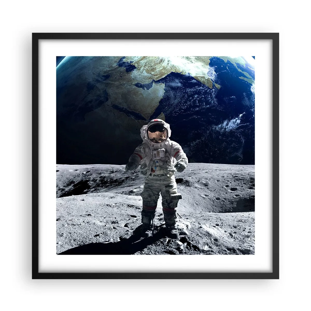 Affiche dans un cadre noir - Poster - Salutations de la lune - 50x50 cm