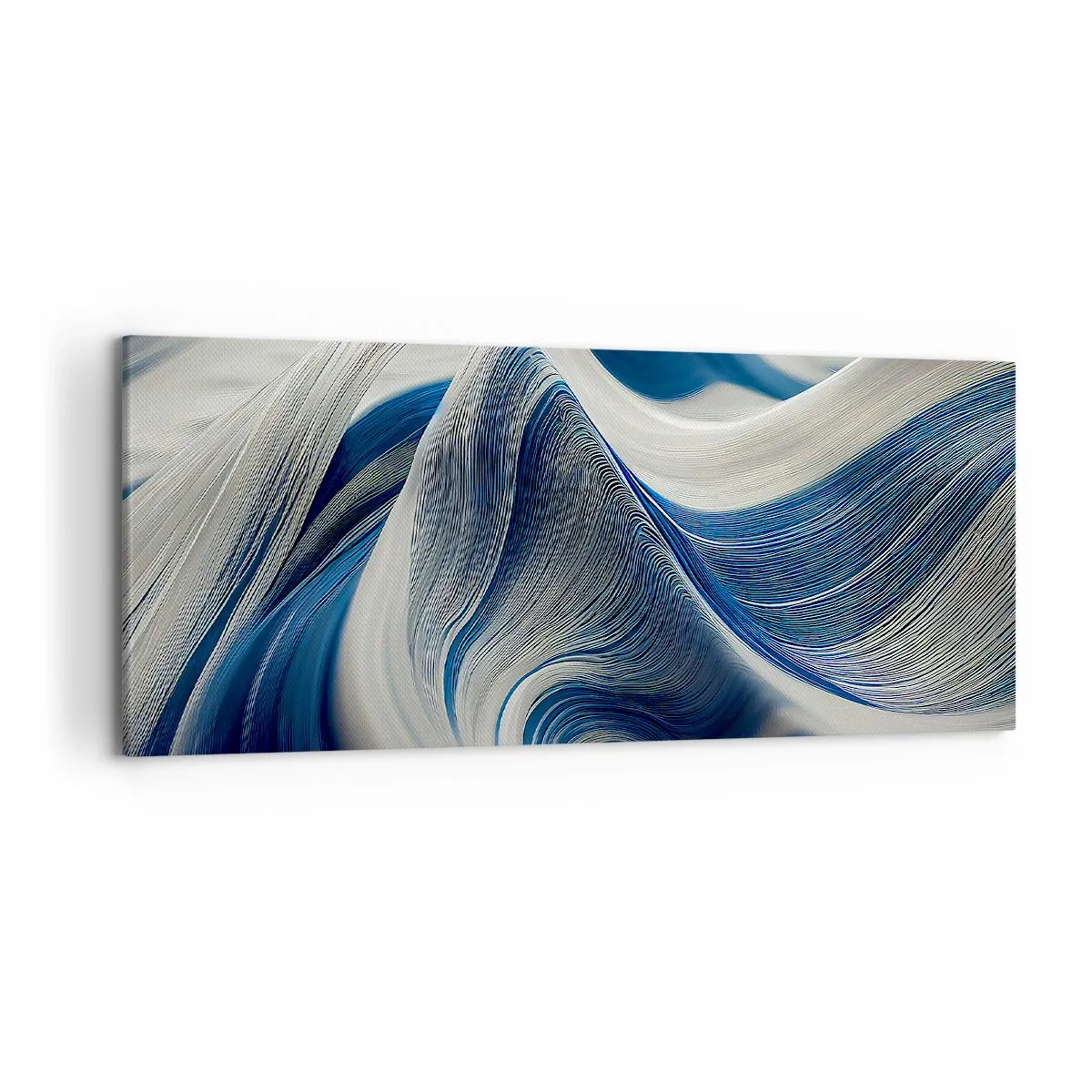 Impression sur toile - Image sur toile - Vagues abstraites dans des tons de bleu et de blanc - 120x50cm - La fluidité du bleu et du blanc - Décoration murale moderne pour le salon et la chambre ARTTOR