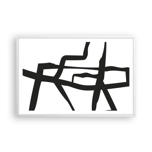 Affiche dans un cadre blanc - Poster - Conception noir et blanc - 91x61 cm