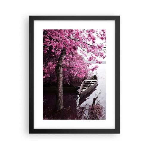 Affiche dans un cadre noir - Poster - Dans un silence rose - 30x40 cm