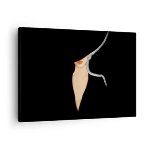Impression sur toile - Image sur toile - Silhouette d'une femme au chapeau sur fond noir - 70x50cm - Élégance et style - Décoration murale moderne pour le salon et la chambre ARTTOR