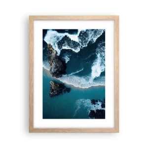 Affiche dans un chêne clair - Poster - Enveloppé par les vagues - 30x40 cm