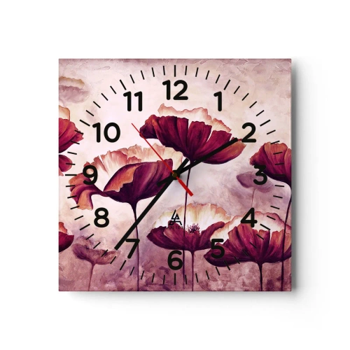 Horloge murale - Pendule murale - Pétale rouge et blanc - 30x30 cm