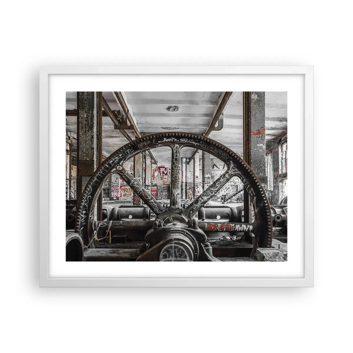 Affiche dans un cadre blanc - Poster - Vie secrète d'une usine - 50x40 cm