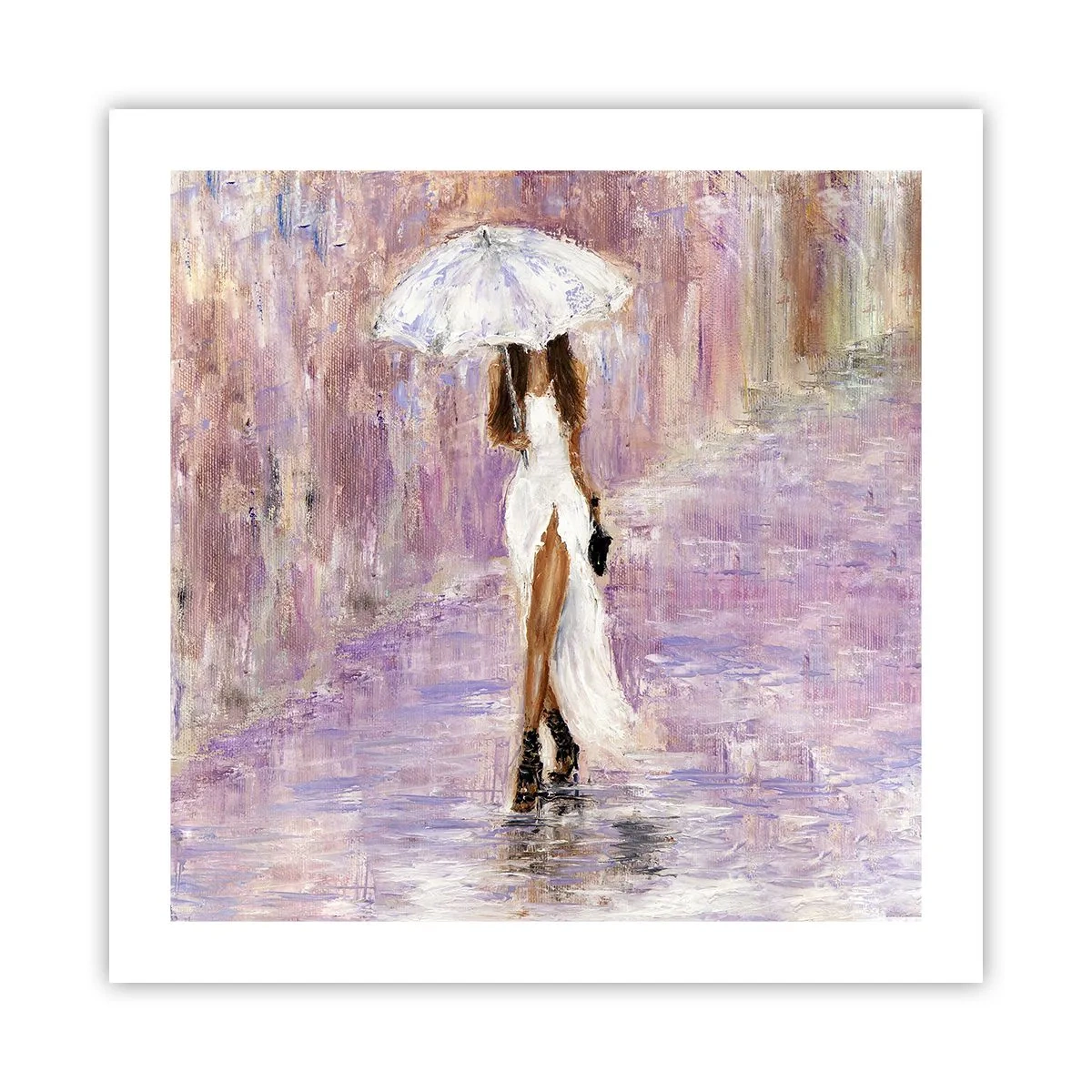 Affiche - Poster - Sous la pluie lilas - 50x50 cm
