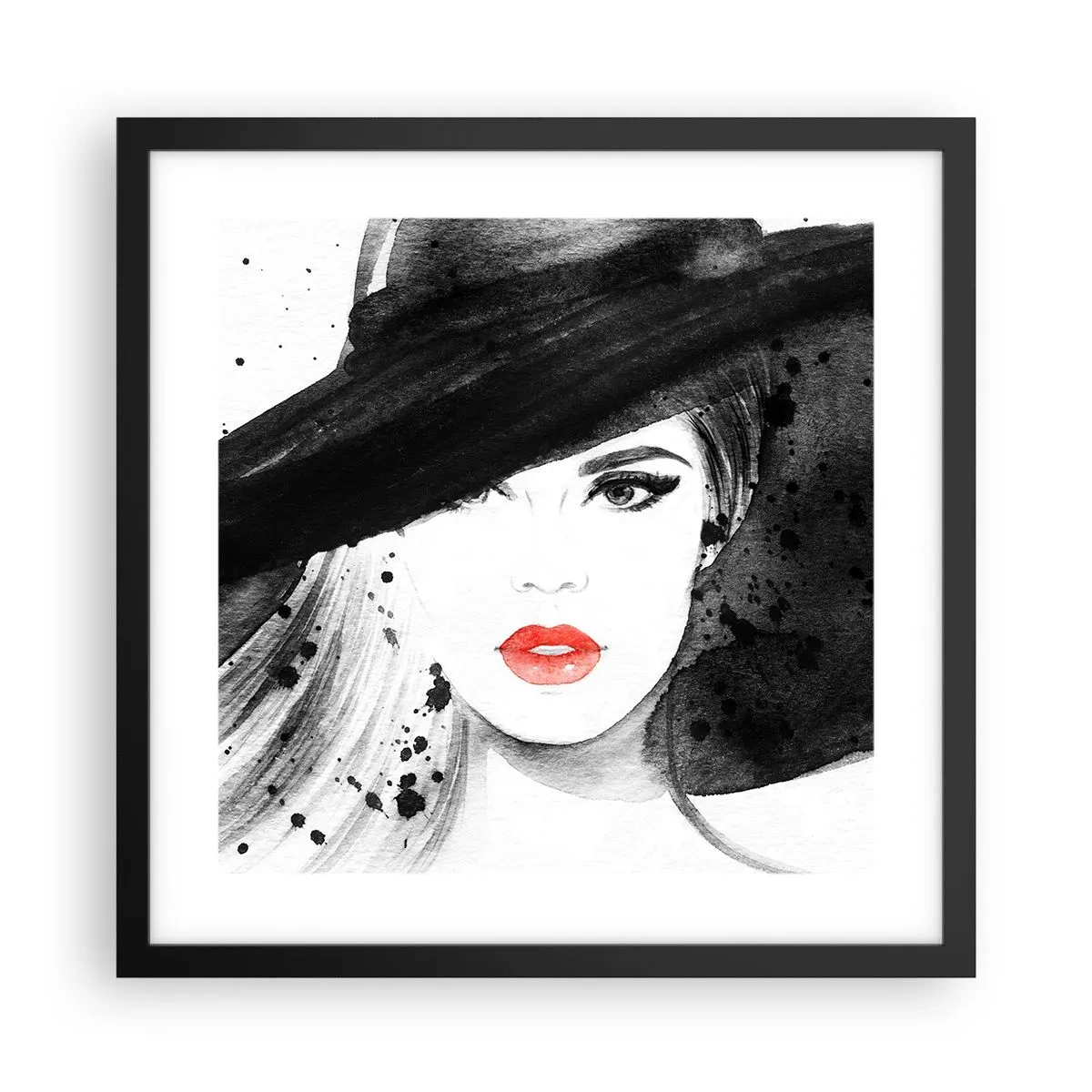 Affiche dans un cadre noir - Poster - Dame en noir - 40x40 cm