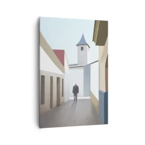 Impression sur toile - Image sur toile - Une rue minimaliste avec la silhouette d'un homme en arrière-plan - 70x100cm - Une promenade ensoleillée - Décoration murale moderne pour le salon et la chambre ARTTOR