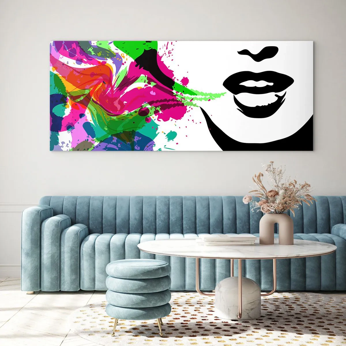 Impression sur verre - Image sur verre - Une histoire aux couleurs de l'arc-en-ciel - 90x30 cm