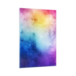 Impression sur verre - Image sur verre - Une composition abstraite dans des tons pastel de rose et de bleu. - 80x120cm - Presque au septième ciel - Décoration murale moderne pour le salon et la chambre ARTTOR