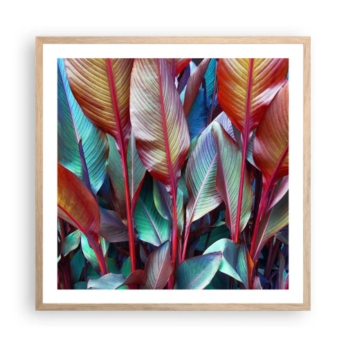 Affiche dans un chêne clair - Poster - Un fourré coloré - 60x60 cm