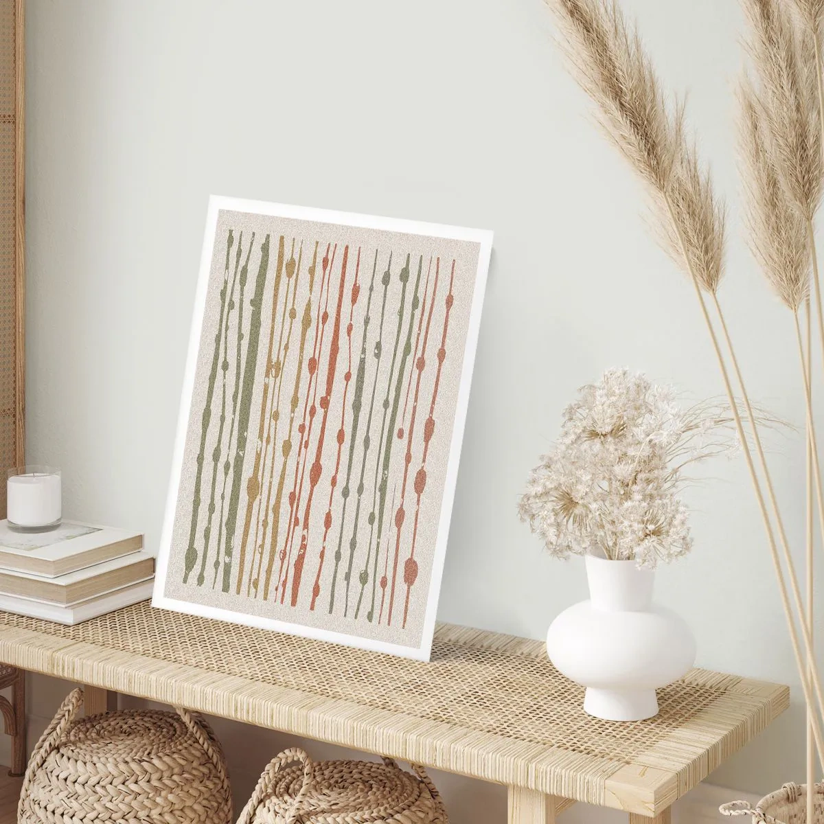 Affiche - Poster - Lignes verticales abstraites dans des tons naturels - 50x70cm - Notation musicale des couleurs - Décoration murale moderne pour le salon et la chambre ARTTOR