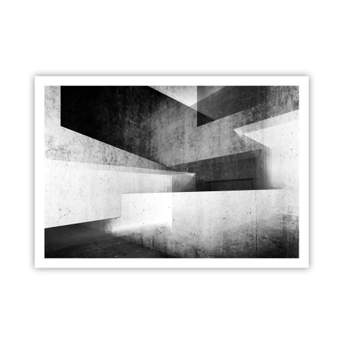 Affiche - Poster - Formes géométriques dans une composition monochrome - 100x70cm - Structure de l'espace - Décoration murale moderne pour le salon et la chambre ARTTOR