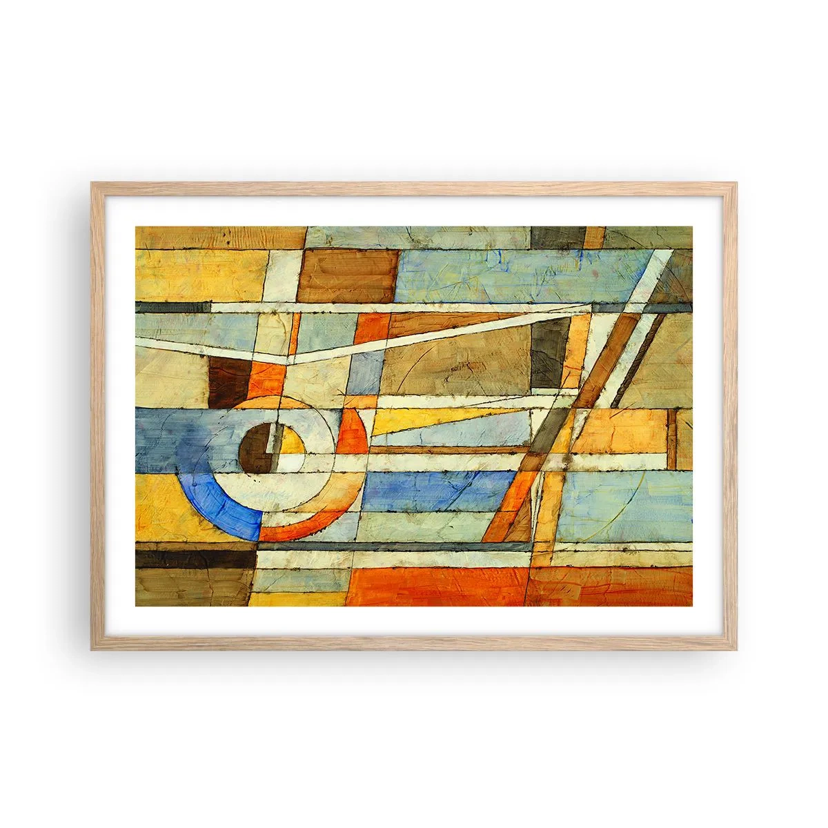 Affiche dans un chêne clair - Poster - Cubisme sur le chantier - 70x50 cm