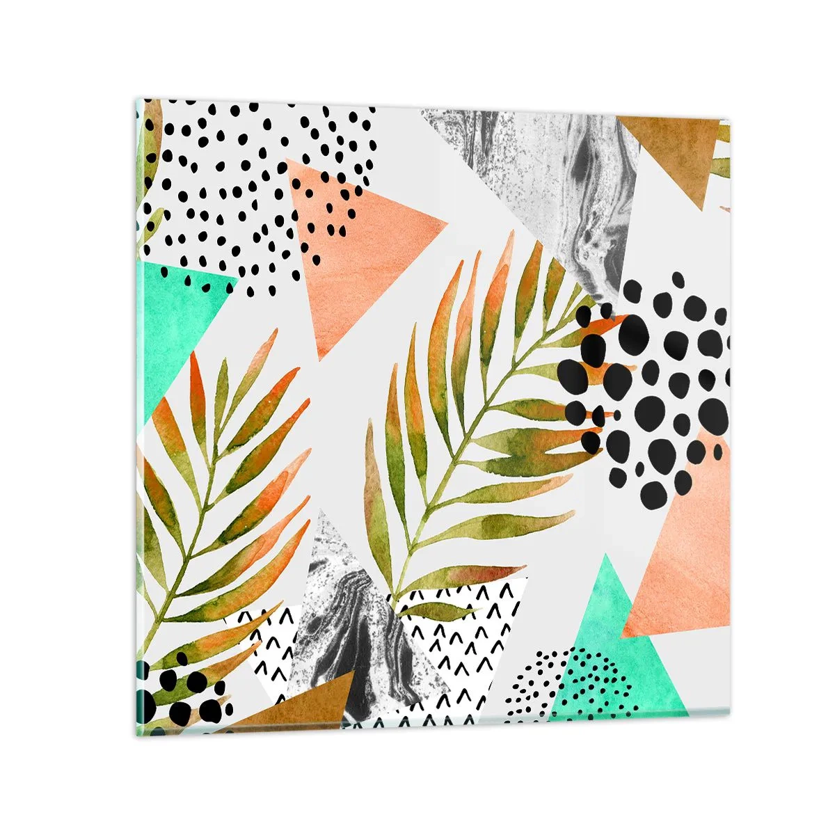 Impression sur verre - Image sur verre - Décoration avec feuille de palmier - 50x50 cm