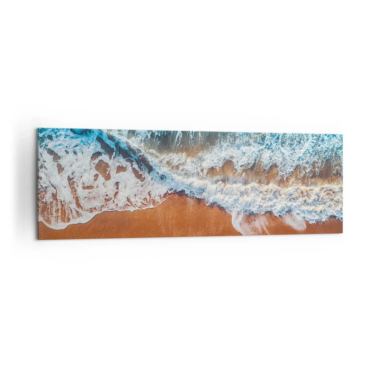 Impression sur toile - Image sur toile - Vue aérienne des vagues de l'océan s'écrasant sur le rivage - 160x50cm - Toujours ensemble - Décoration murale moderne pour le salon et la chambre ARTTOR