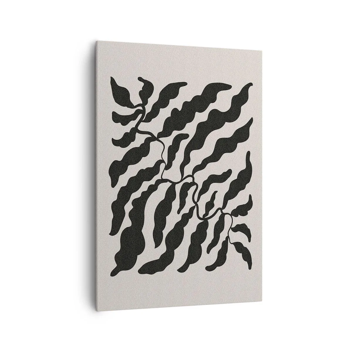 Impression sur toile - Image sur toile - Brindilles avec des feuilles noires sur fond clair - 70x100cm - La nature du carré - Décoration murale moderne pour le salon et la chambre ARTTOR