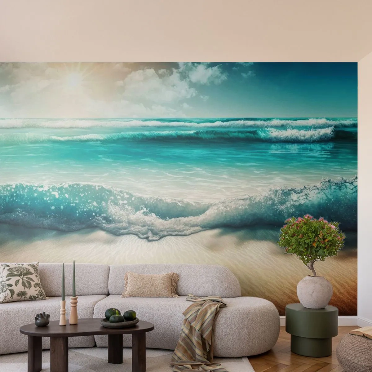 Papier Peint Photo Premium Sand - La paix de l'océan - Plage, Mer, Bord - 300x210 cm