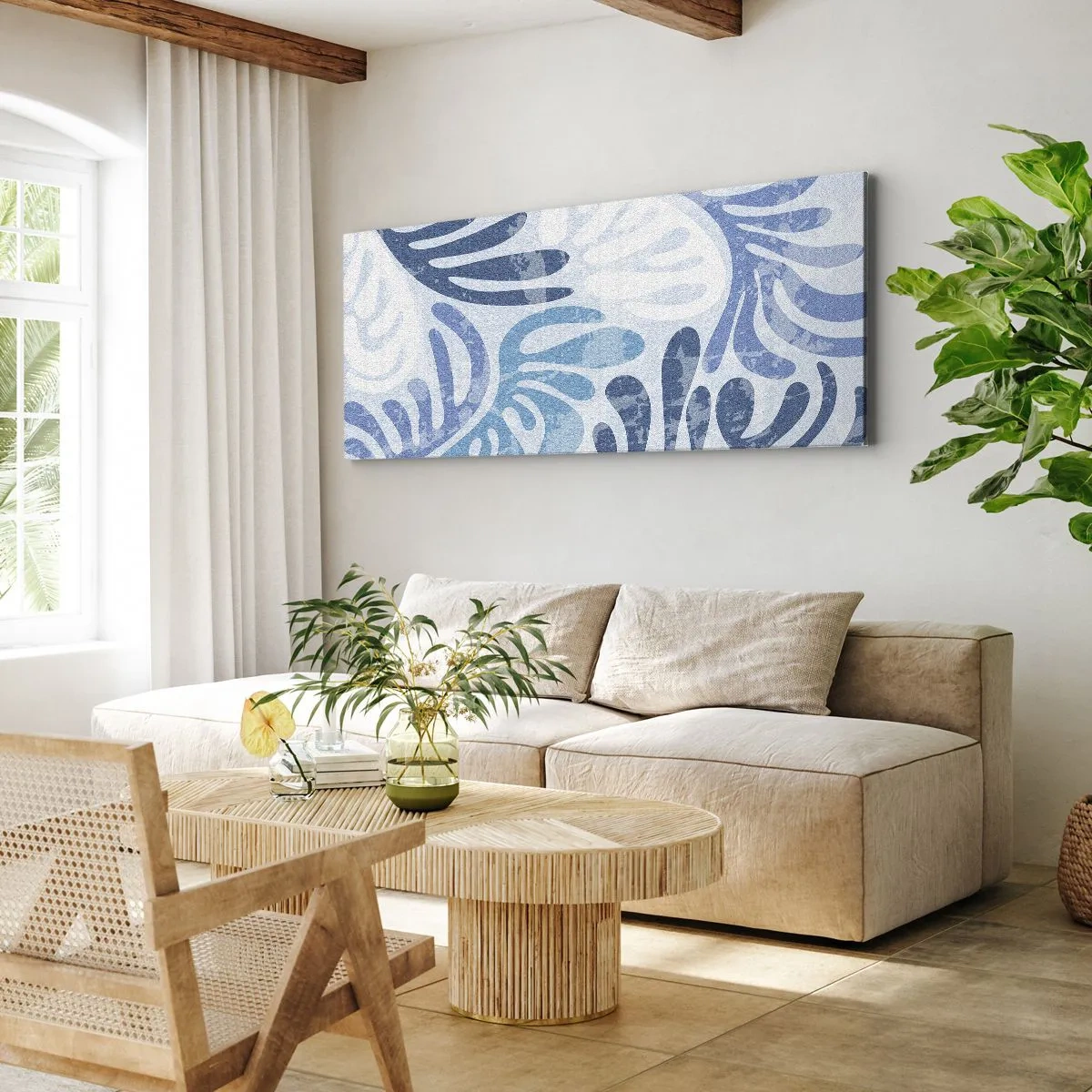 Impression sur toile - Image sur toile - Fougères bleues - 100x40 cm