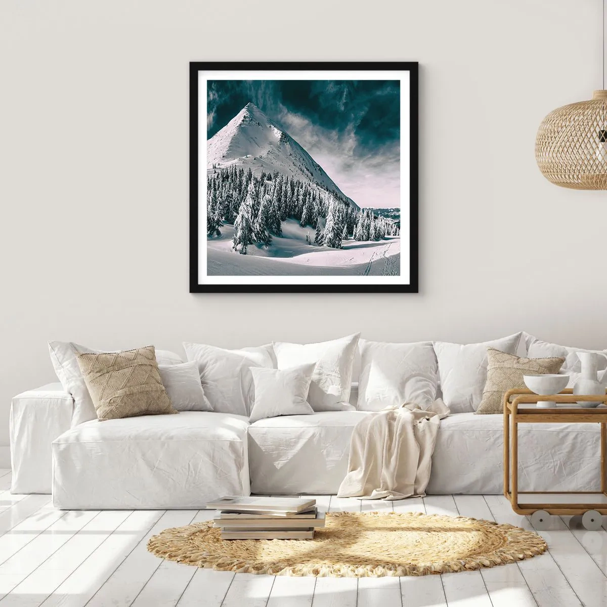 Affiche dans un cadre noir - Poster - Le pays de la neige et de la glace - 60x60 cm