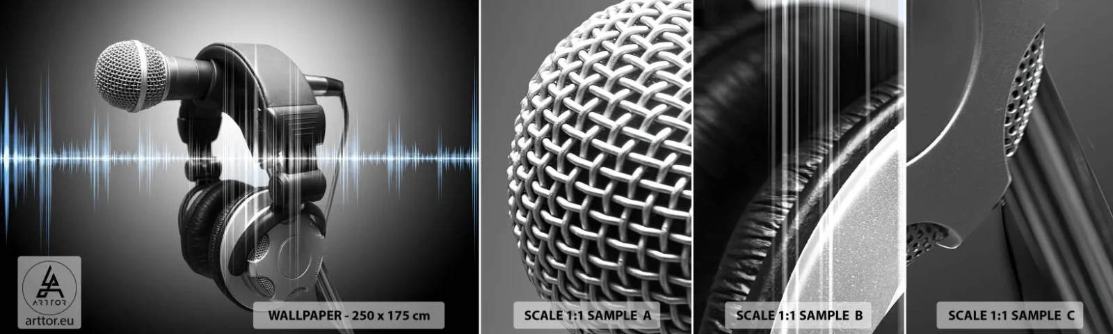 Échantillon De Papier Peint Standard Eco - Vous pouvez encore entendre son chant - Microphone, Casque musical, Musique - 100x30 cm