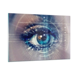 Impression sur verre - Image sur verre - Un œil numérique avec un thème futuriste de technologie et de données - 120x80cm - Tu penses que tu me connais - Décoration murale moderne pour le salon et la chambre ARTTOR
