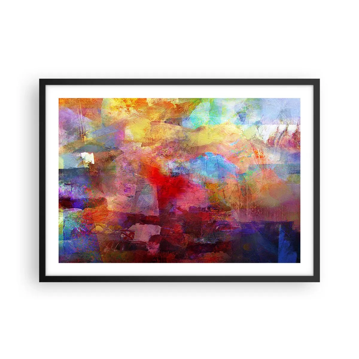 Affiche dans un cadre noir - Poster - Abstraction colorée dans des tons chauds et froids - 70x50cm - Regardez à l'intérieur de l'arc-en-ciel - Décoration murale moderne pour le salon et la chambre ARTTOR
