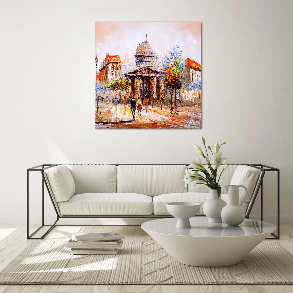 Impression sur verre - Image sur verre - Promenade à Paris - 60x60 cm