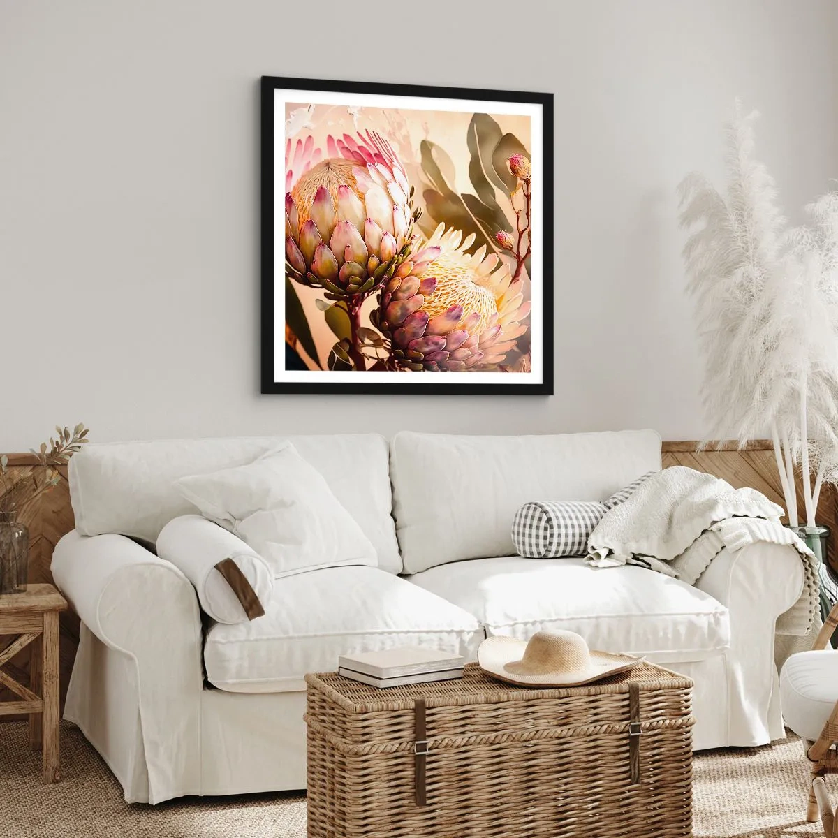 Affiche dans un cadre noir - Poster - Tendrement embrassé - 30x30 cm