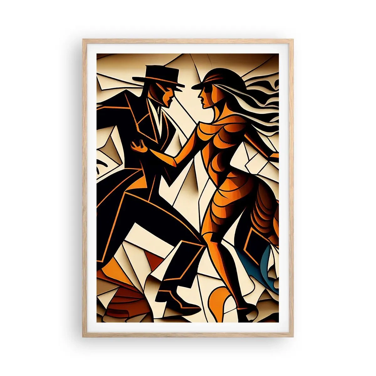 Affiche dans un chêne clair - Poster - Danse de passion et de volupté - 70x100 cm