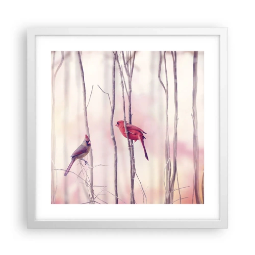 Affiche dans un cadre blanc - Poster - Conte de la forêt rose - 40x40 cm