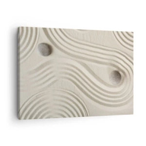 Impression sur toile - Image sur toile - Design zen minimaliste avec du sable et des pierres - 70x50cm - Touche de chaleur - Décoration murale moderne pour le salon et la chambre ARTTOR