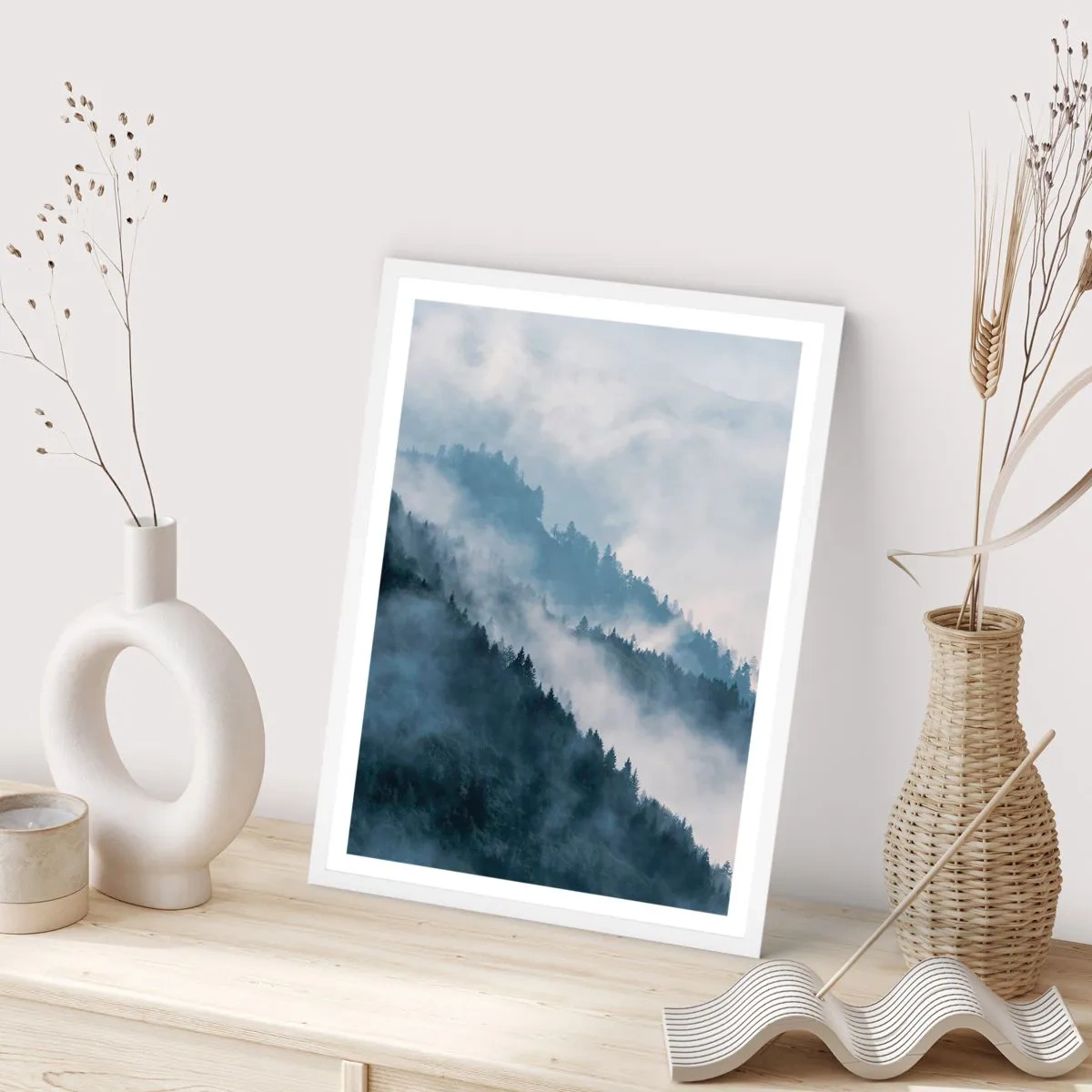 Affiche dans un cadre blanc - Poster - Mysticisme des montagnes - 61x91 cm
