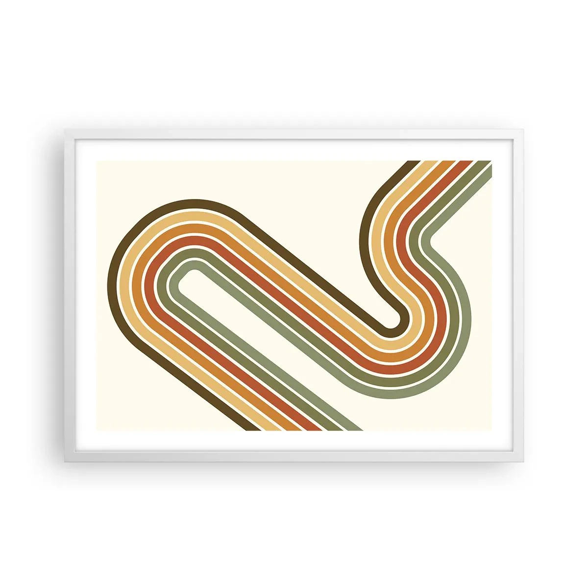 Affiche dans un cadre blanc - Poster - En zig zag vers le but - 70x50 cm