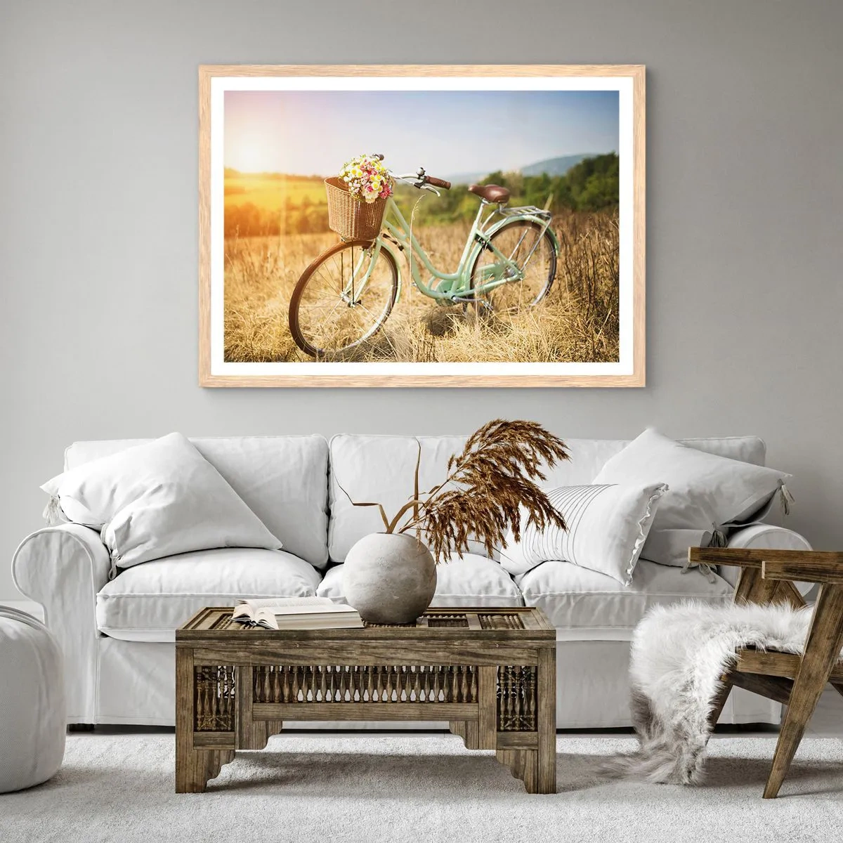 Affiche dans un chêne clair - Poster - Je vais rester un petit moment - 50x40 cm